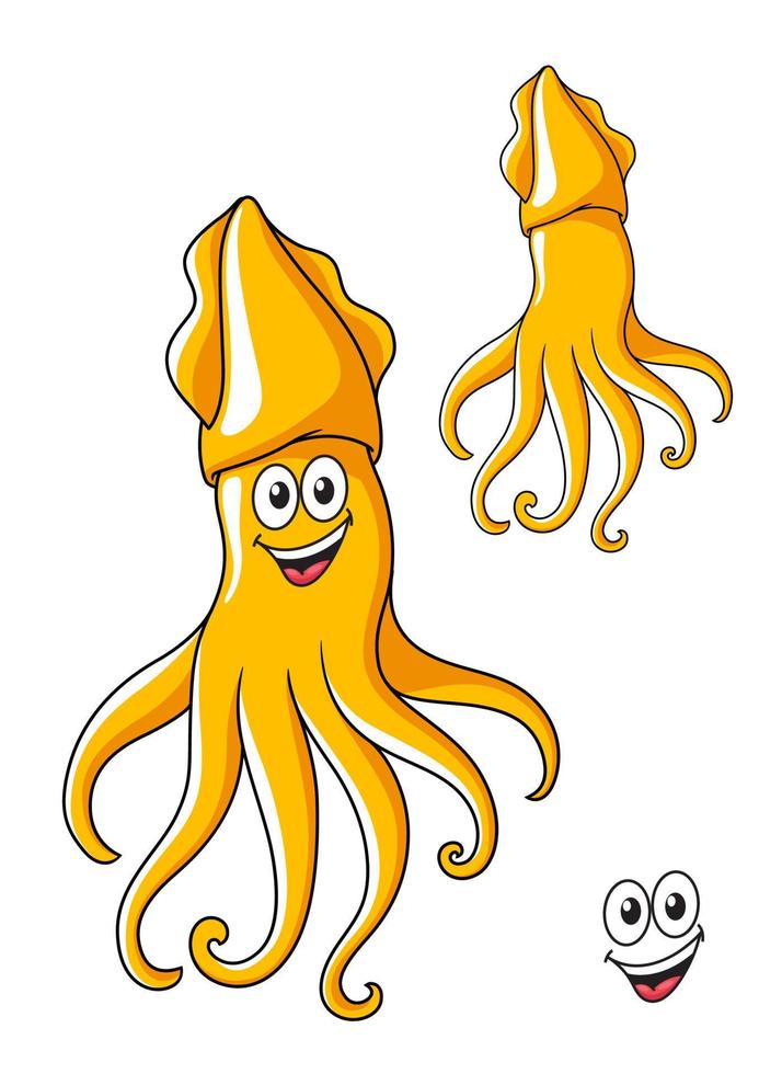 Colorful smiling cartoon squid vector