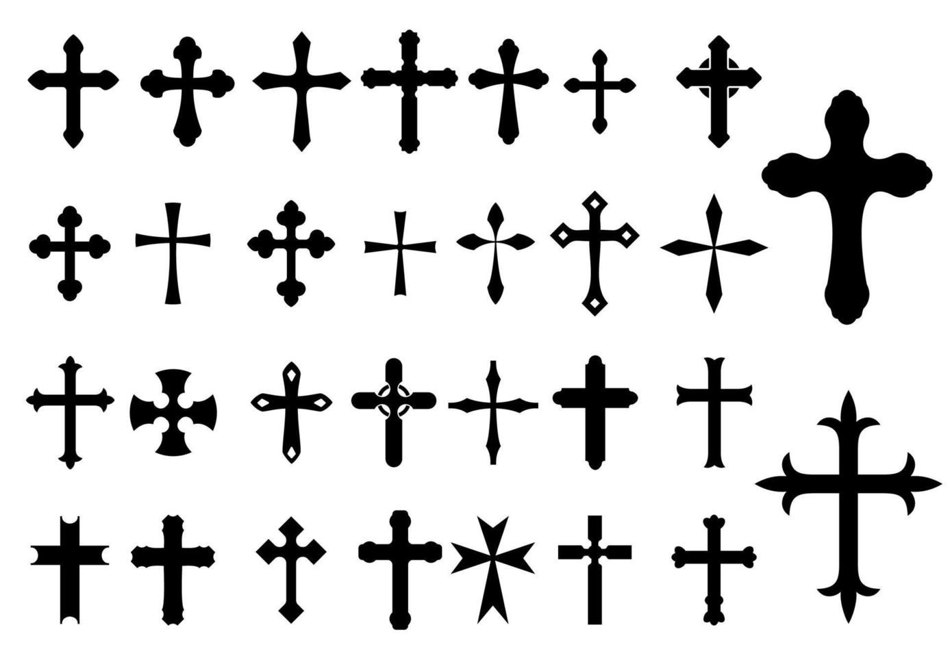 conjunto de símbolos de cruz de religión vector