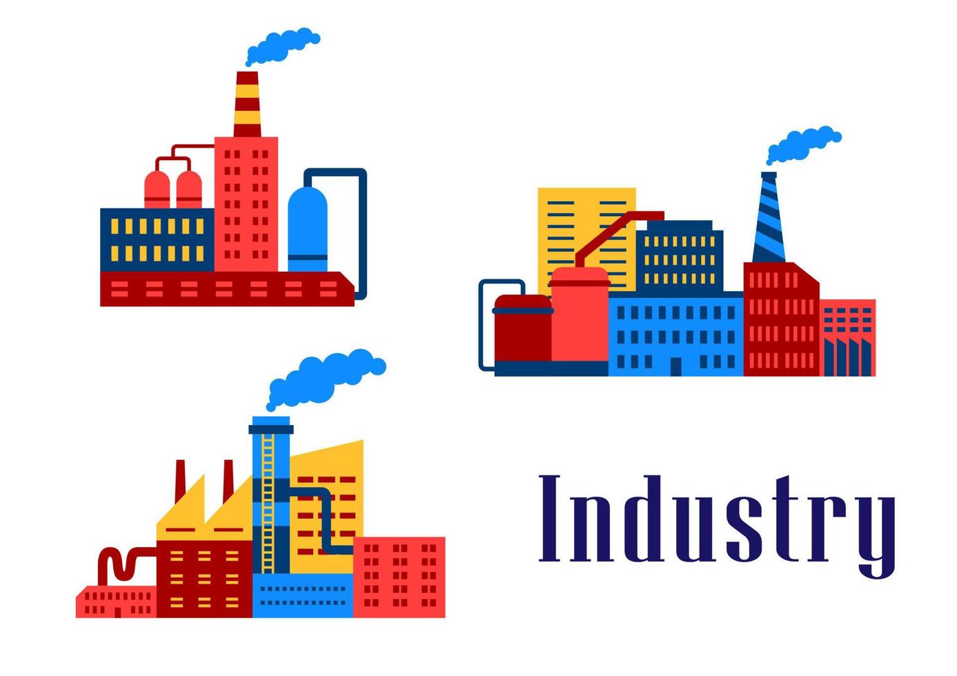 Flat factory industrial buildings vector