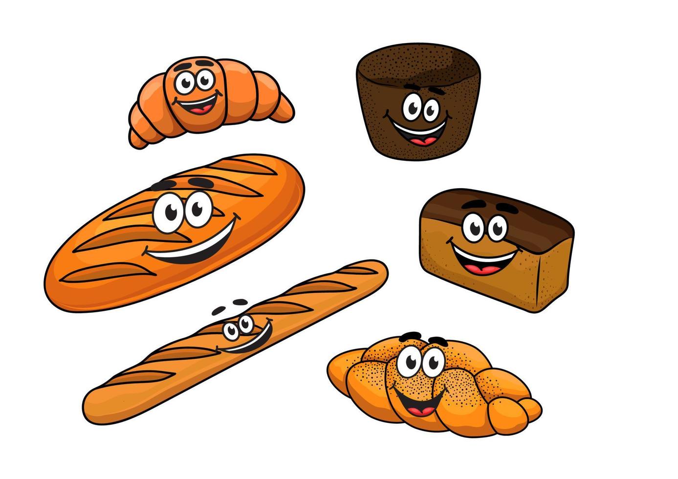 panaderías de pan de dibujos animados vector