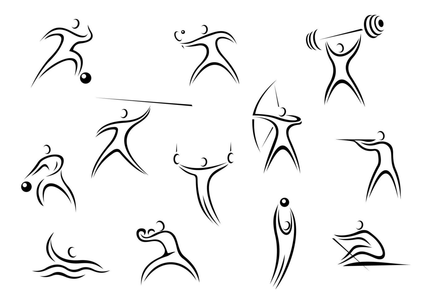 Different sportsman sketches vector