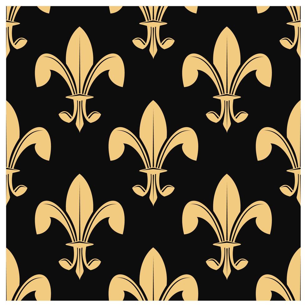 Seamless pattern of classical golden fleur de lys vector