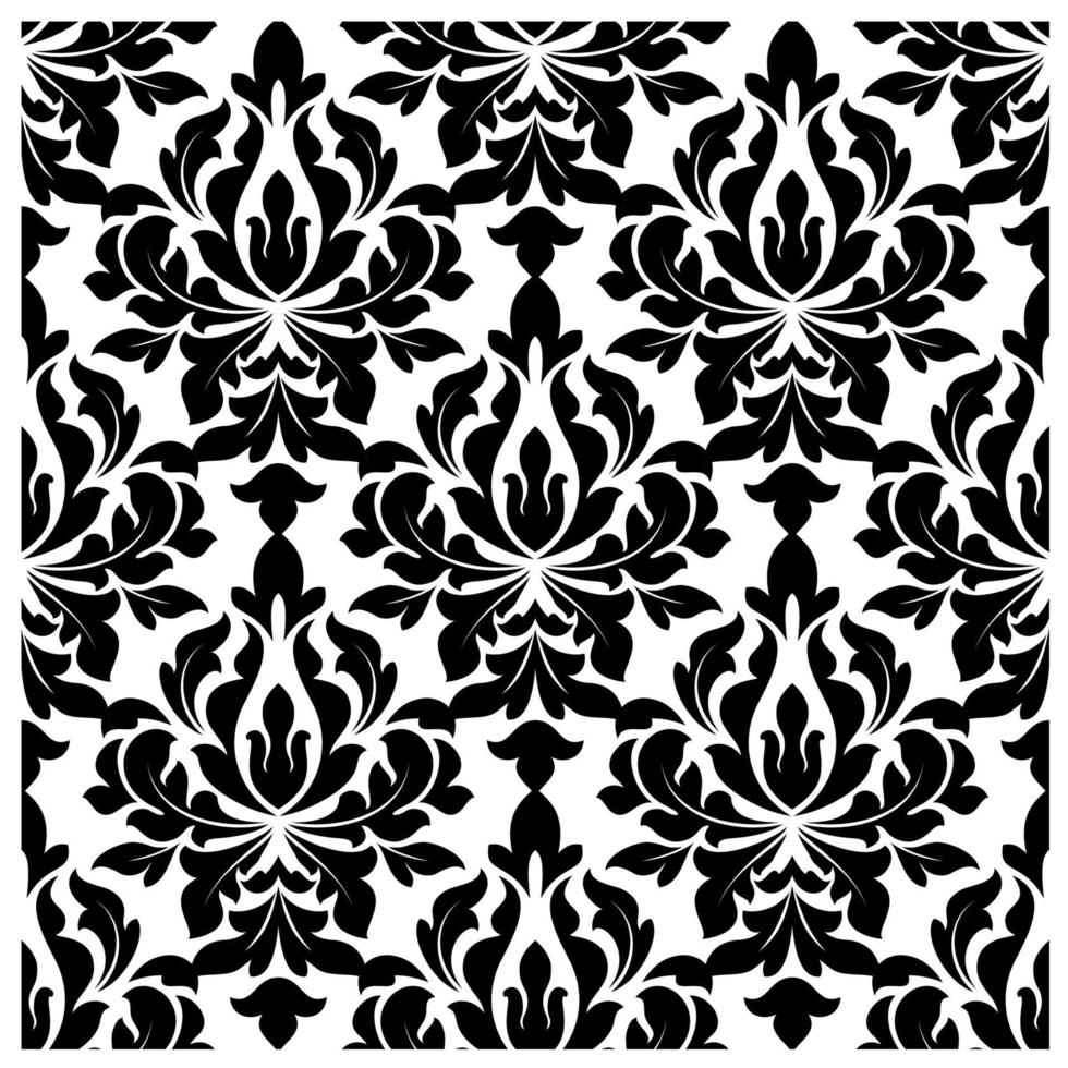 Black colored floral arabesque seamless pattern vector