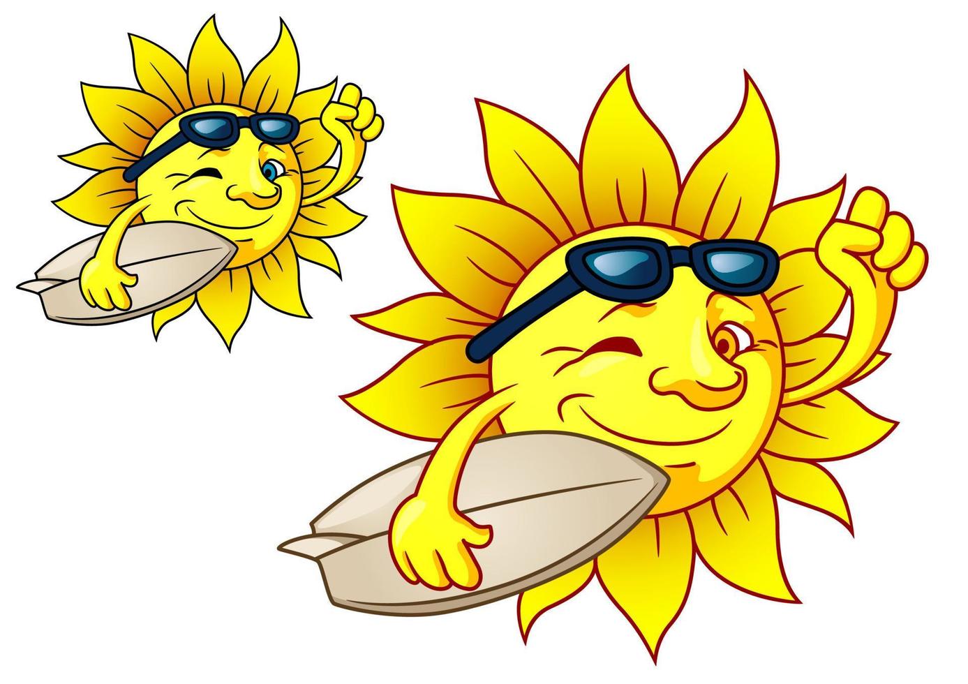 Hot surfing sun with sunglasses vector