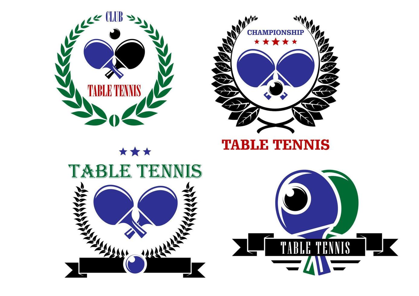 emblemas y símbolos del tenis de mesa vector