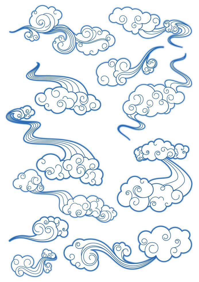 nubes de cielo en estilo retro vector