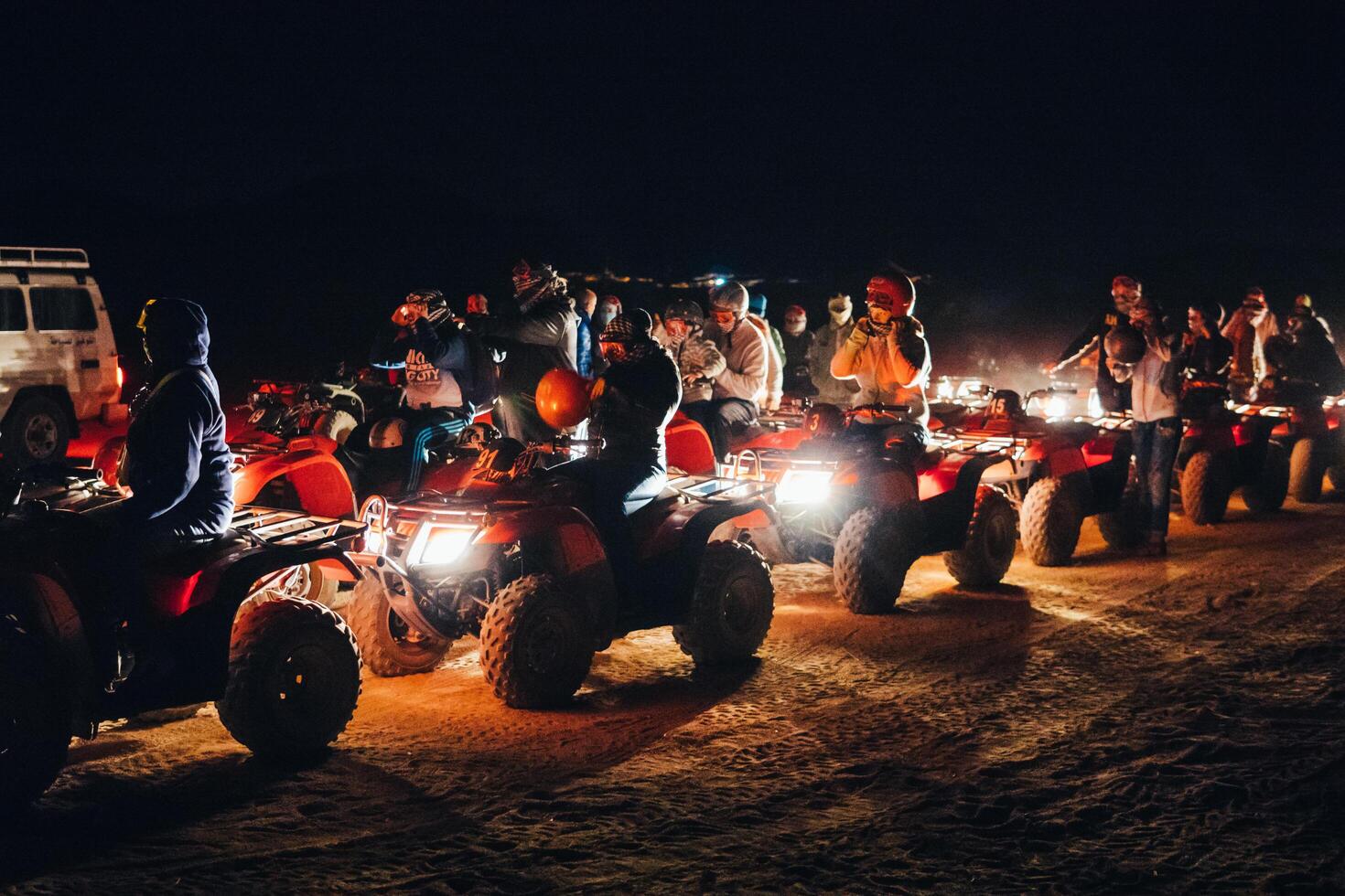 Quad bikes safari in the desert photo