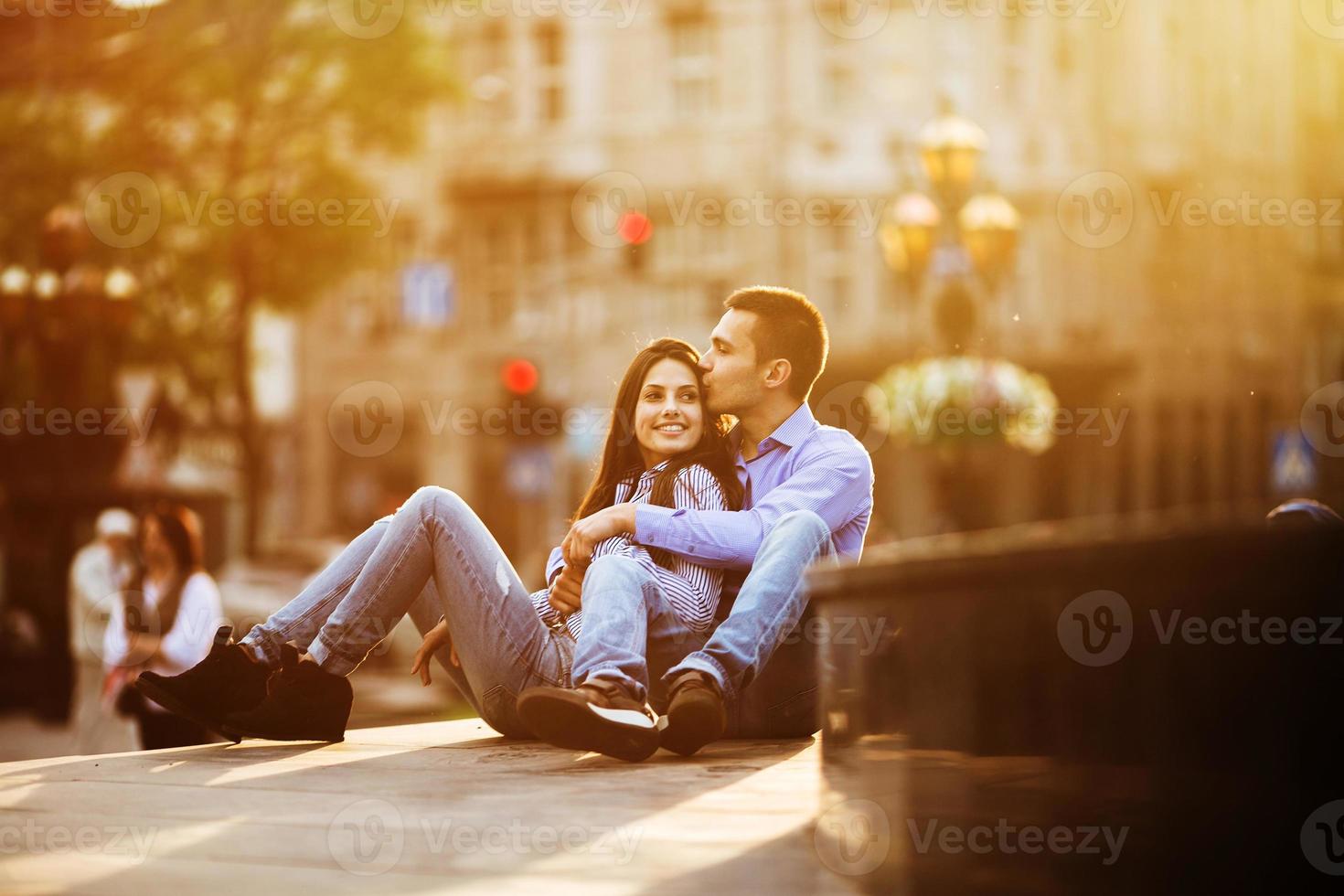 Couple have fun in the city photo