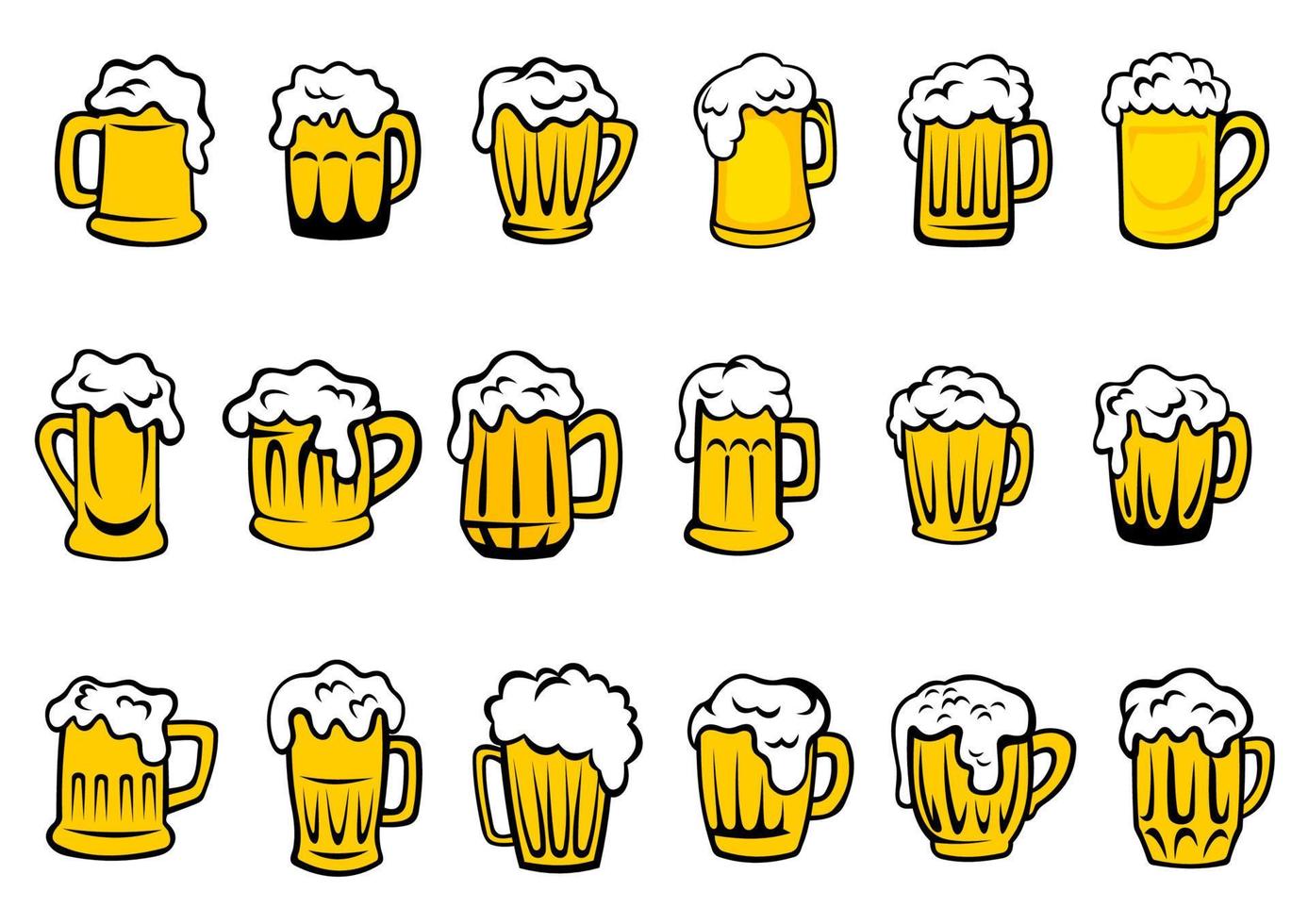 Beer mugs and tankards with froth vector