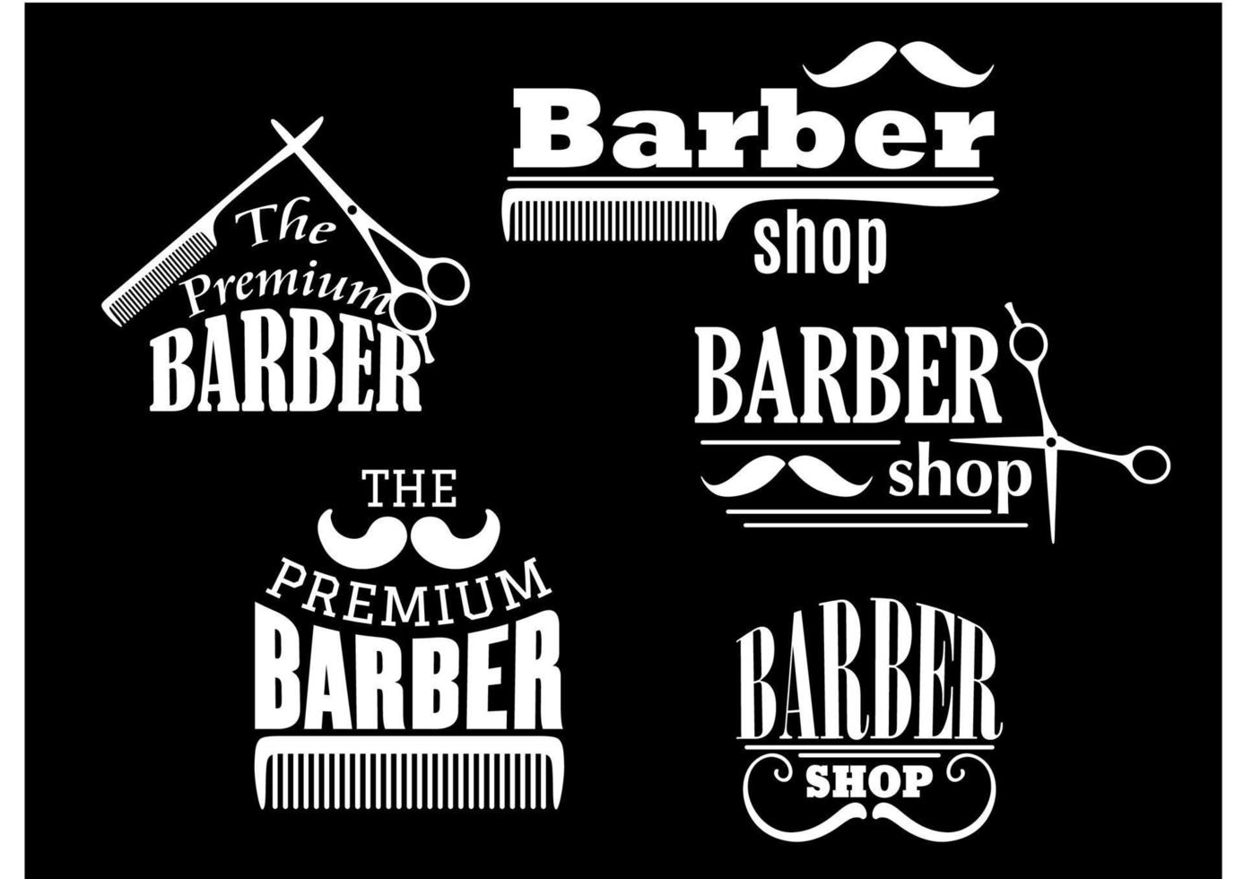 Banners, signs and pointers for barber shop vector