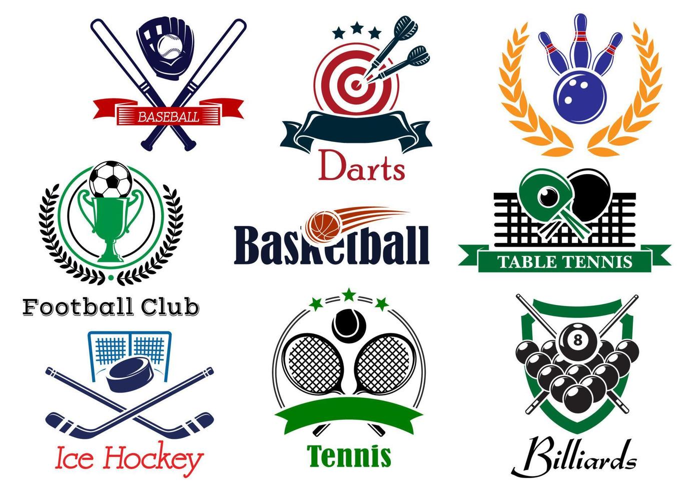 Competition sports emblems and symbols vector
