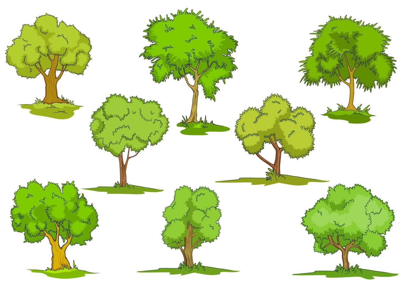 Set of leafy green trees vector