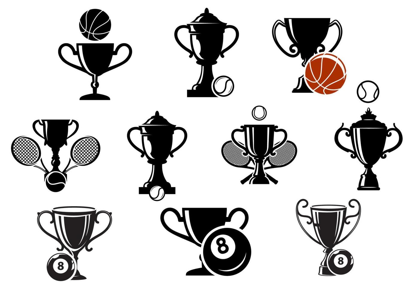 Isolated sporting trophy icons set vector