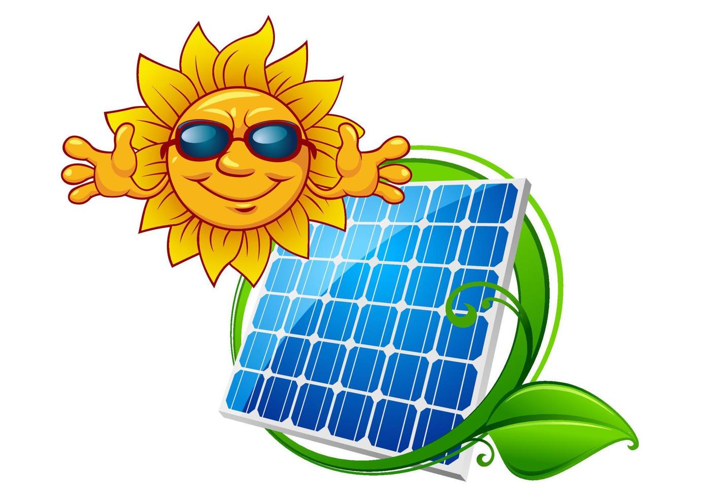 Solar panel with smiling sun vector