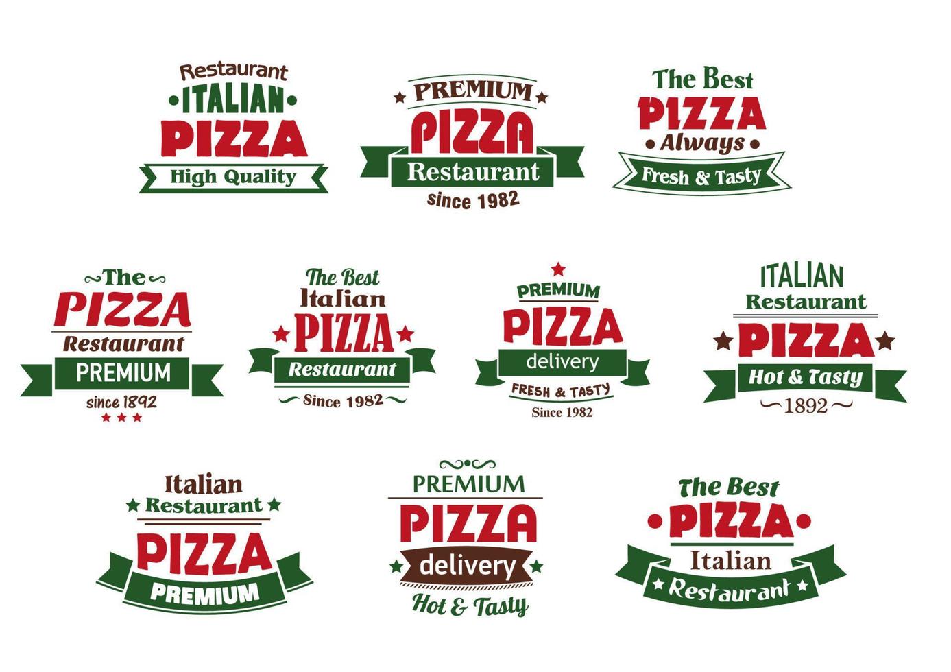 pancartas y etiquetas de pizza premium italiana vector