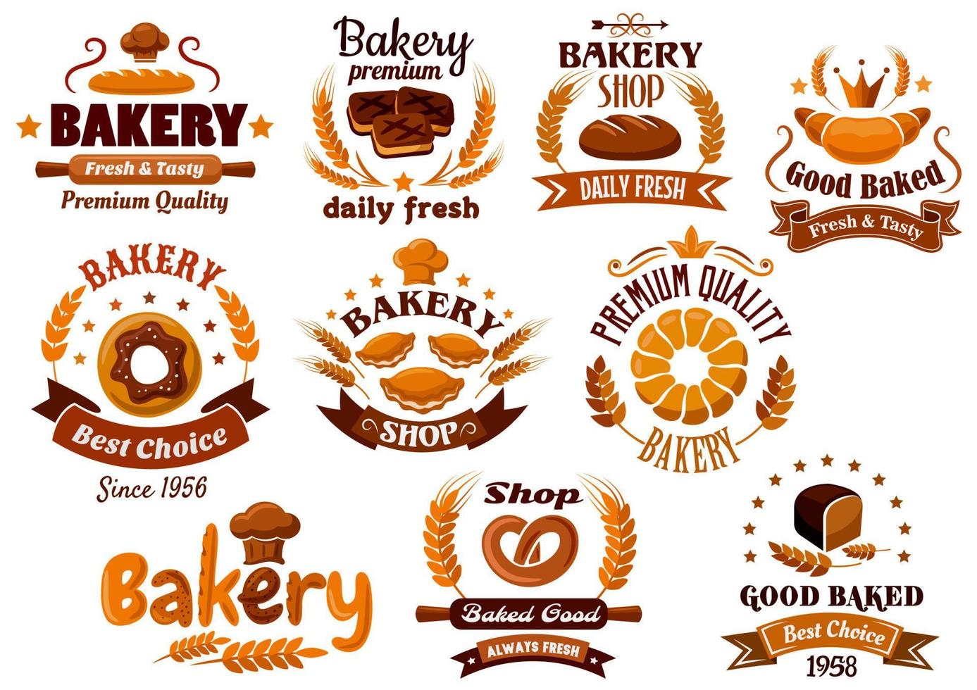 Bakery emblems, symbols and labels vector