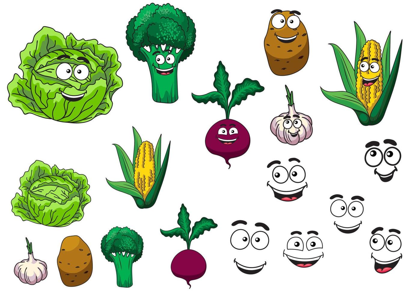 Fresh grocery vegetables set vector