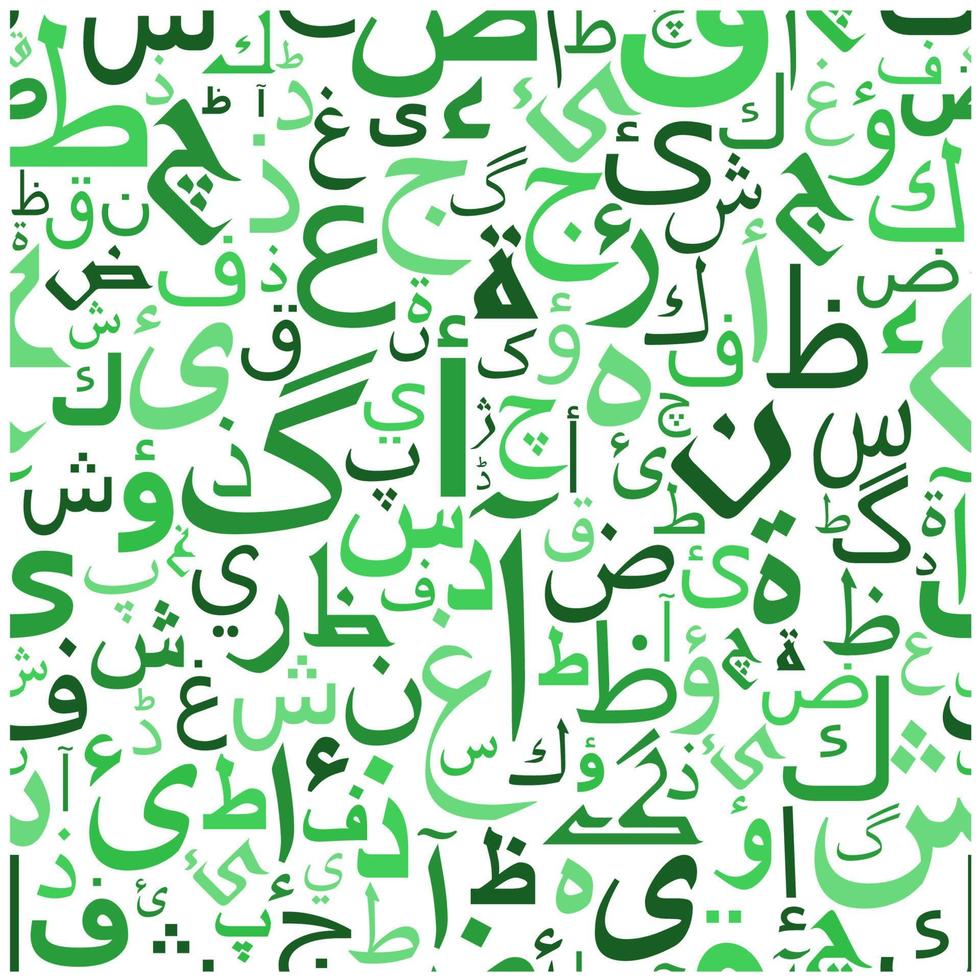 Seamless pattern with green arabic letters vector