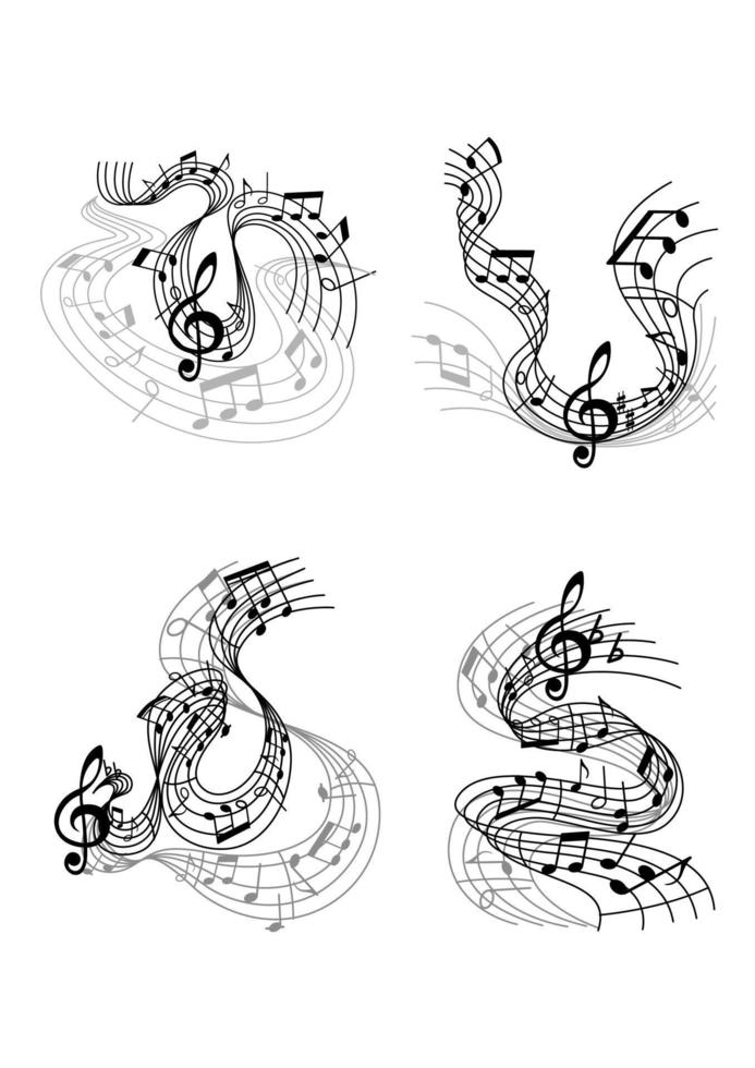 composiciones musicales con ondas musicales vector