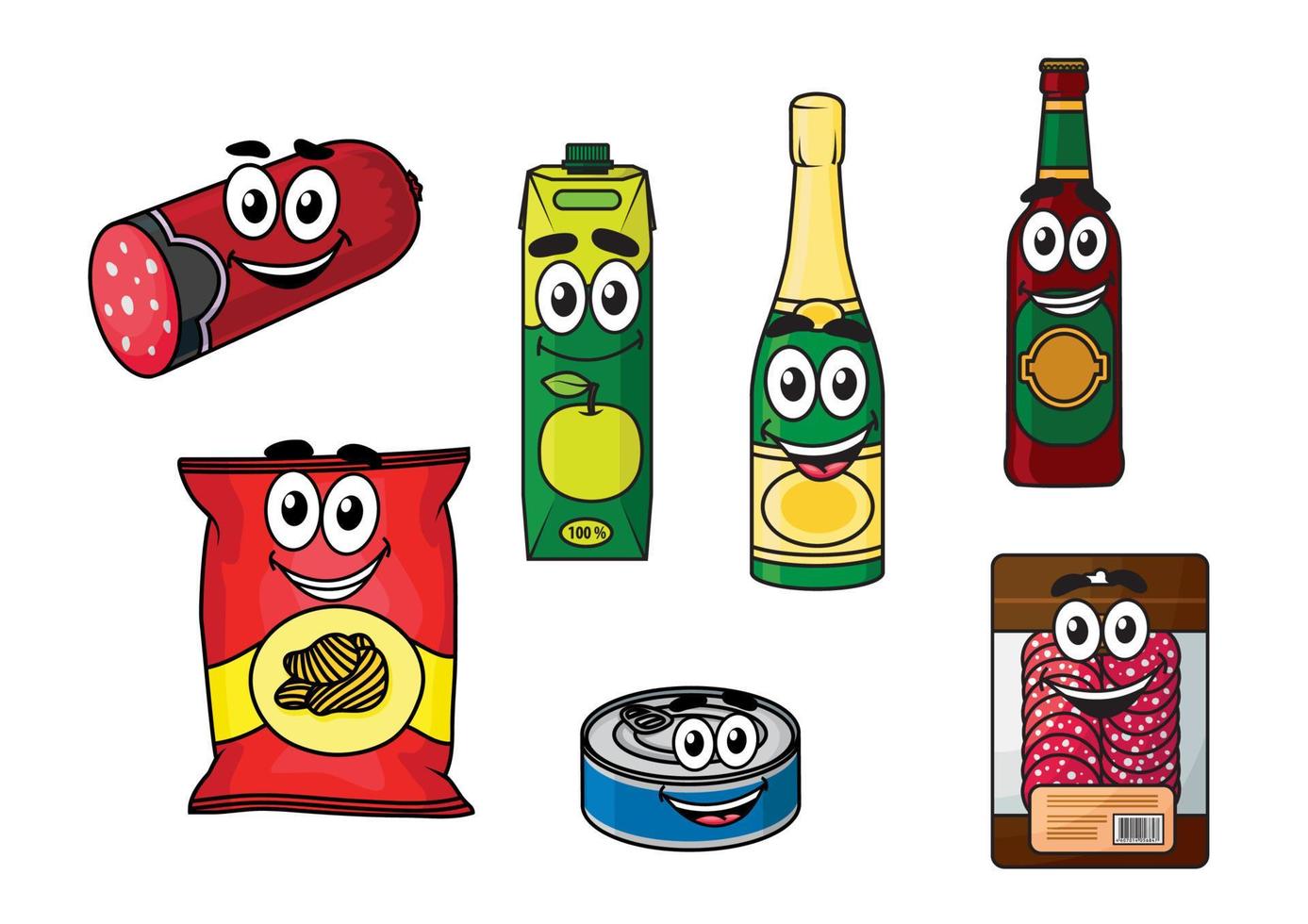 Supermarket groceries colored icons vector