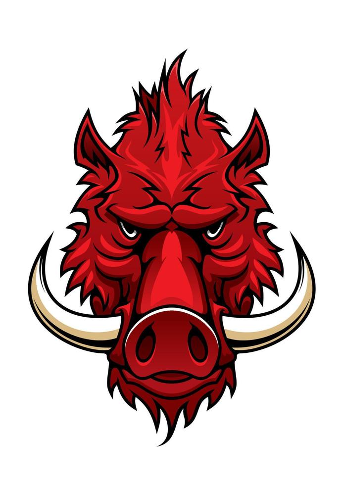 Red boar head mascot vector