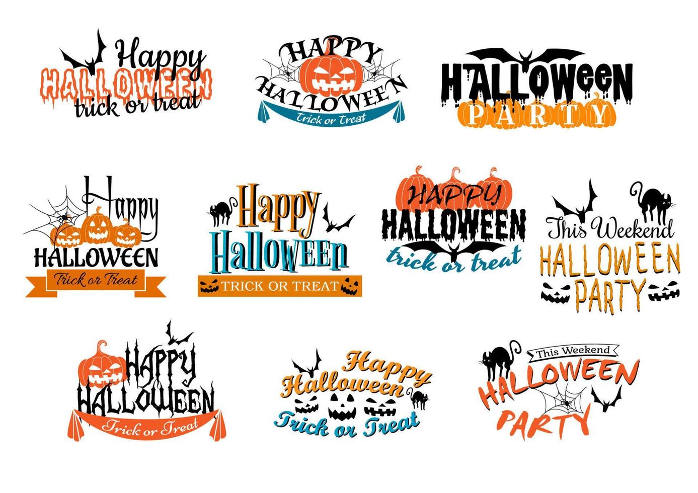 diferentes diseños de fiesta de halloween vector