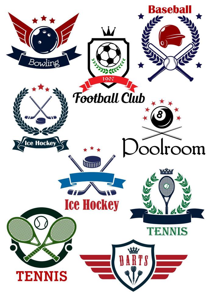 logotipos y pancartas deportivas creativas vector