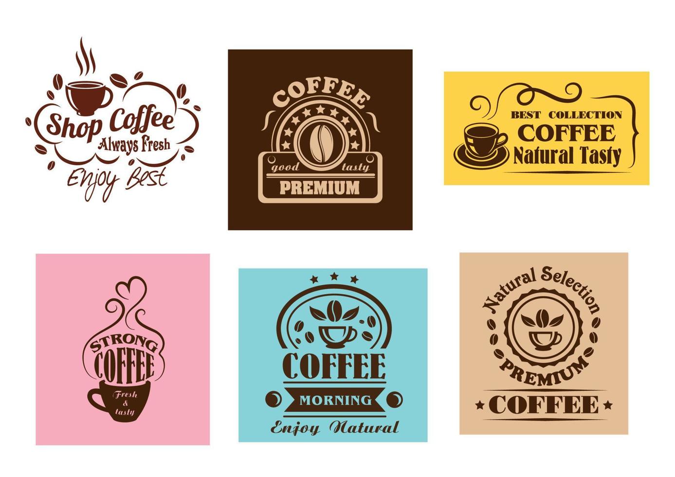 diseños gráficos creativos de etiquetas de café vector