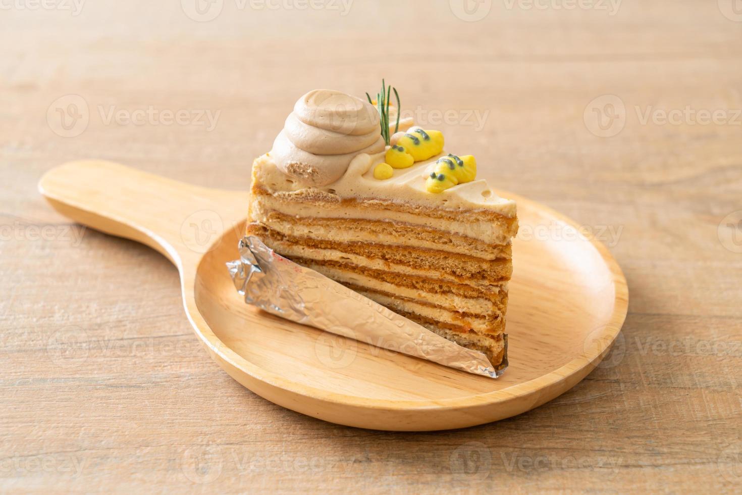 Russian honey cake on plate photo