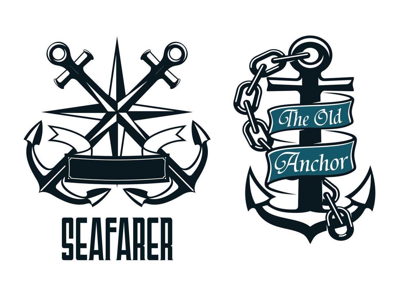 Seafarer marine heraldic emblem and symbol vector