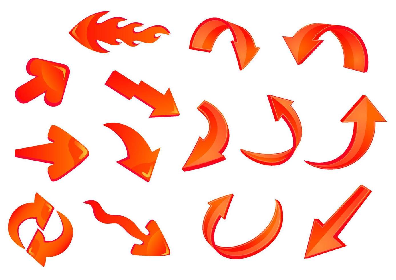 Red glossy arrows icons set vector