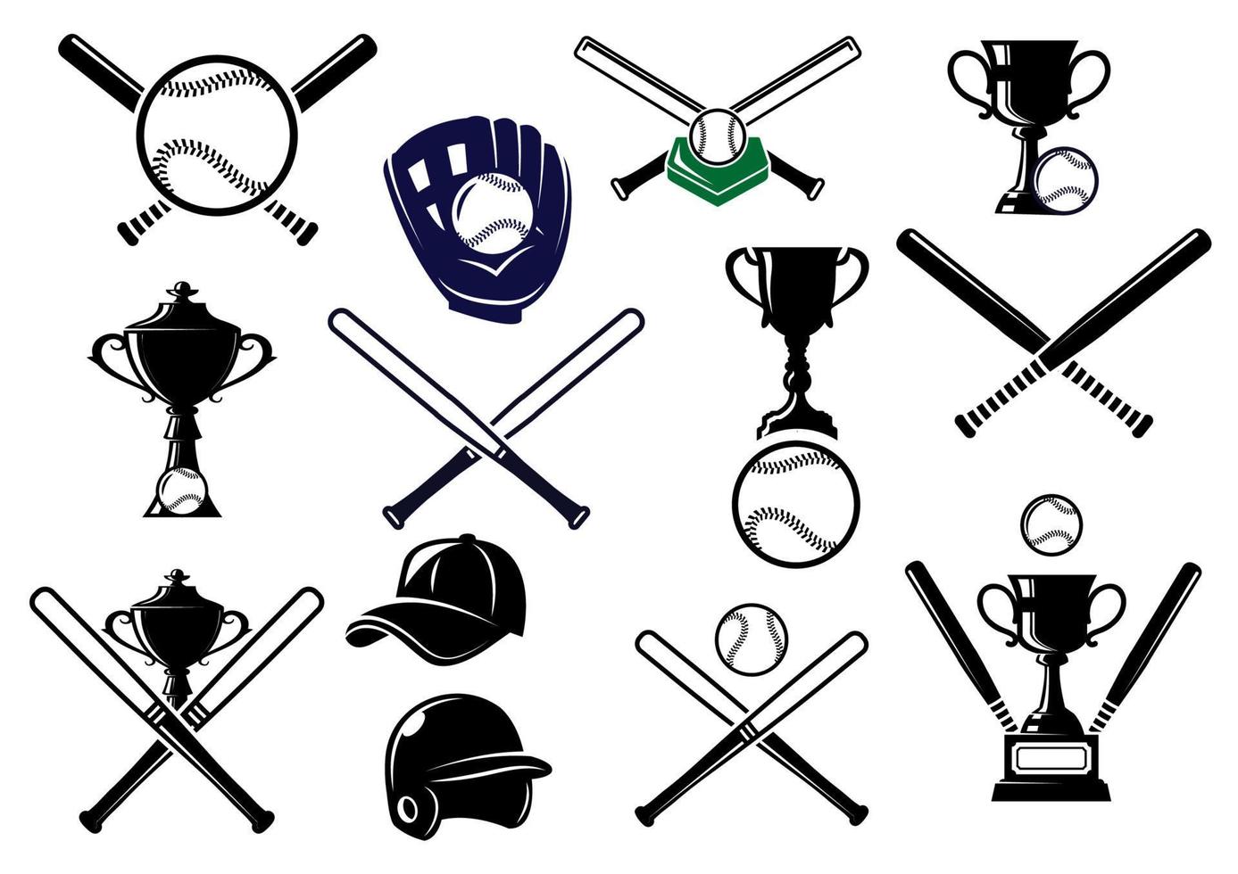 Baseball equipments set vector