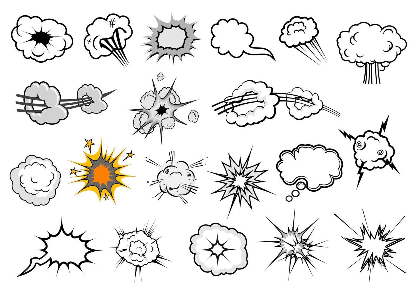 Cartoon comic explosion and speech elements vector