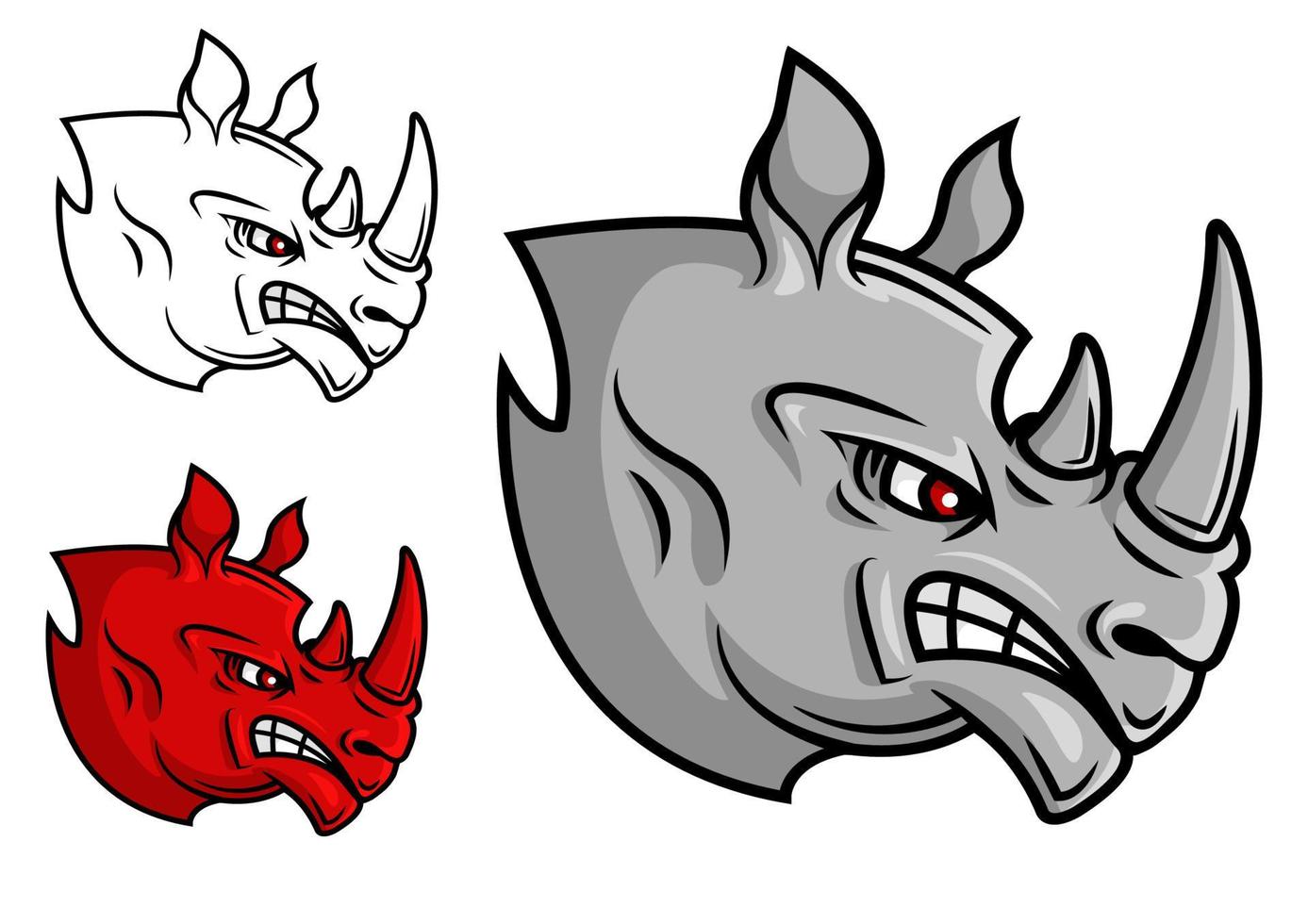 Fierce cartoon rhino head vector