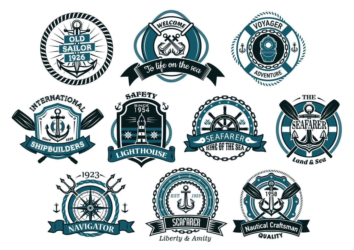 Creative seafarers or nautical logos and banners vector