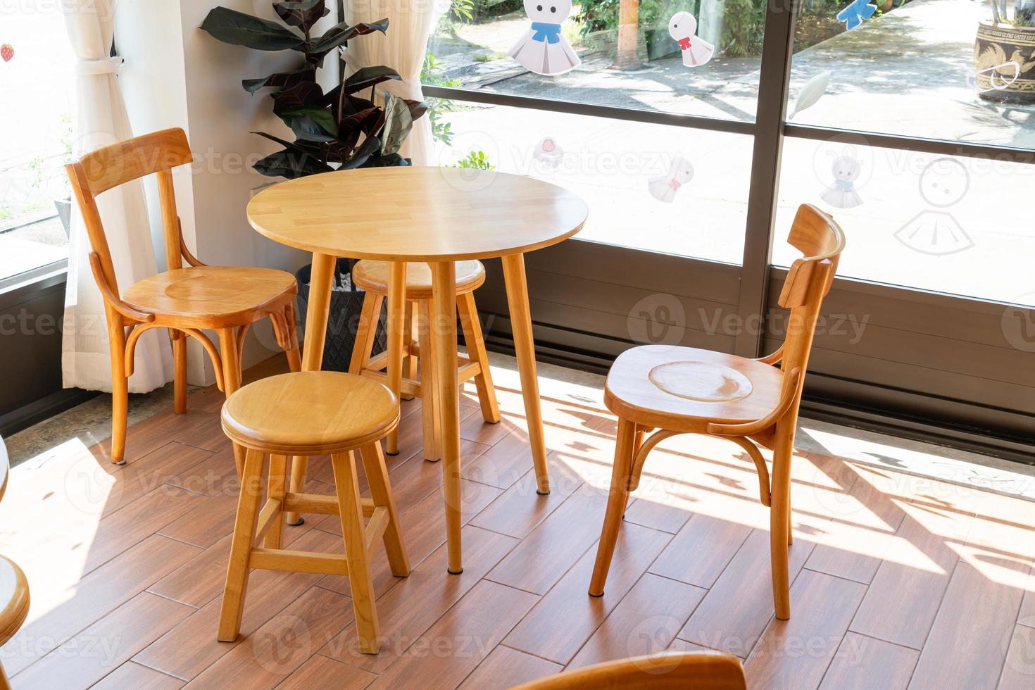 empty table and chair in coffee shop photo