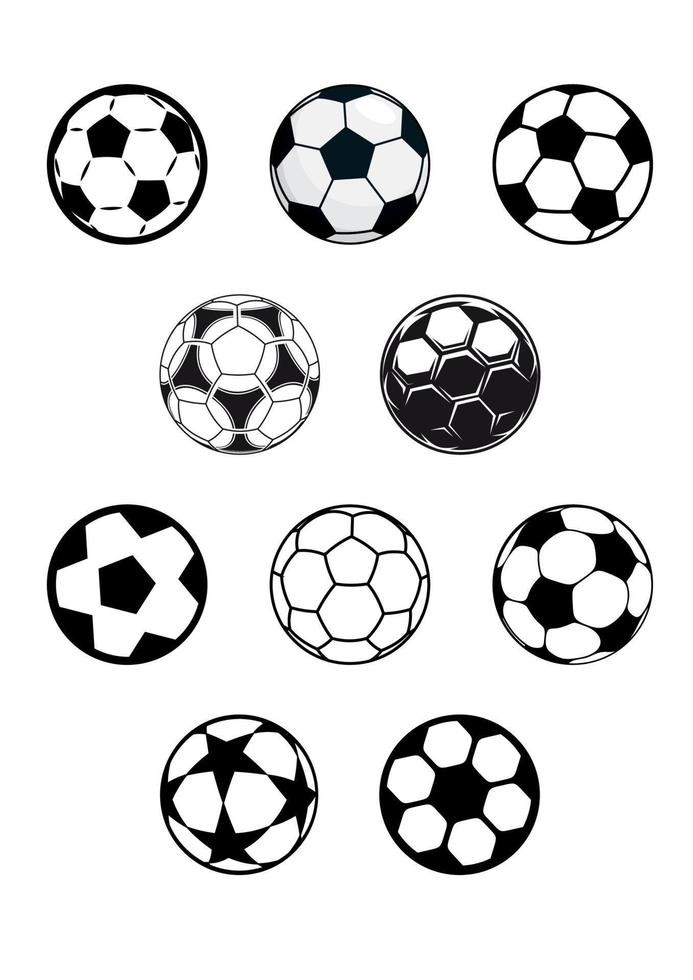 juego de balones de fútbol o fútbol vector