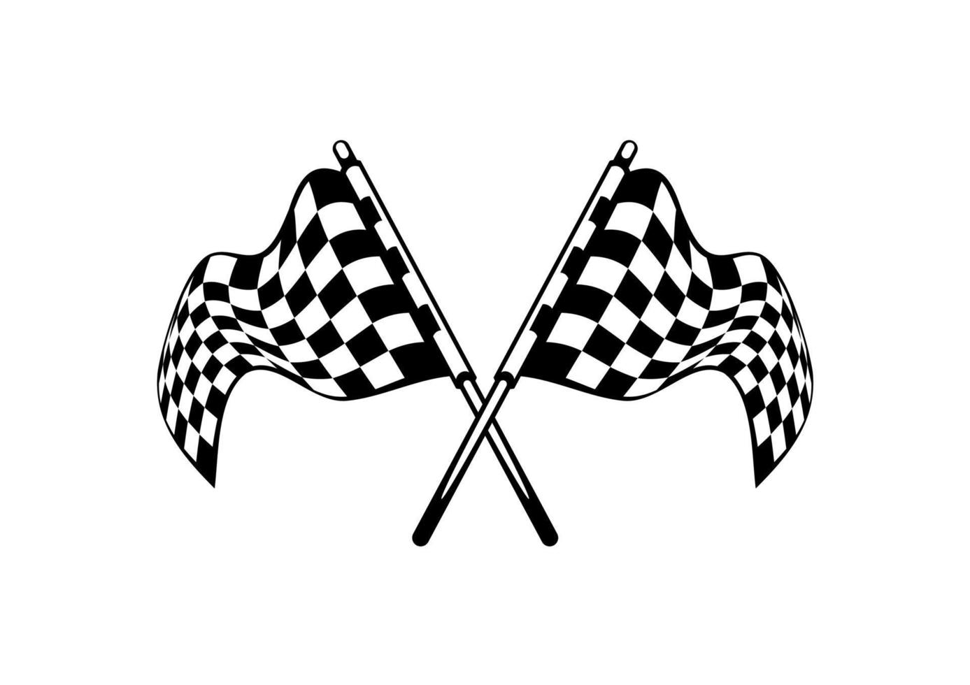 Waving crossed black and white checkered flags vector