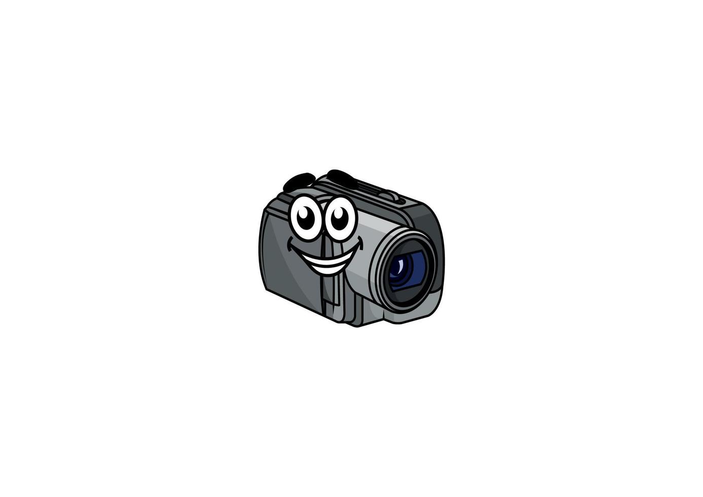 Happy gray cartoon video camera vector