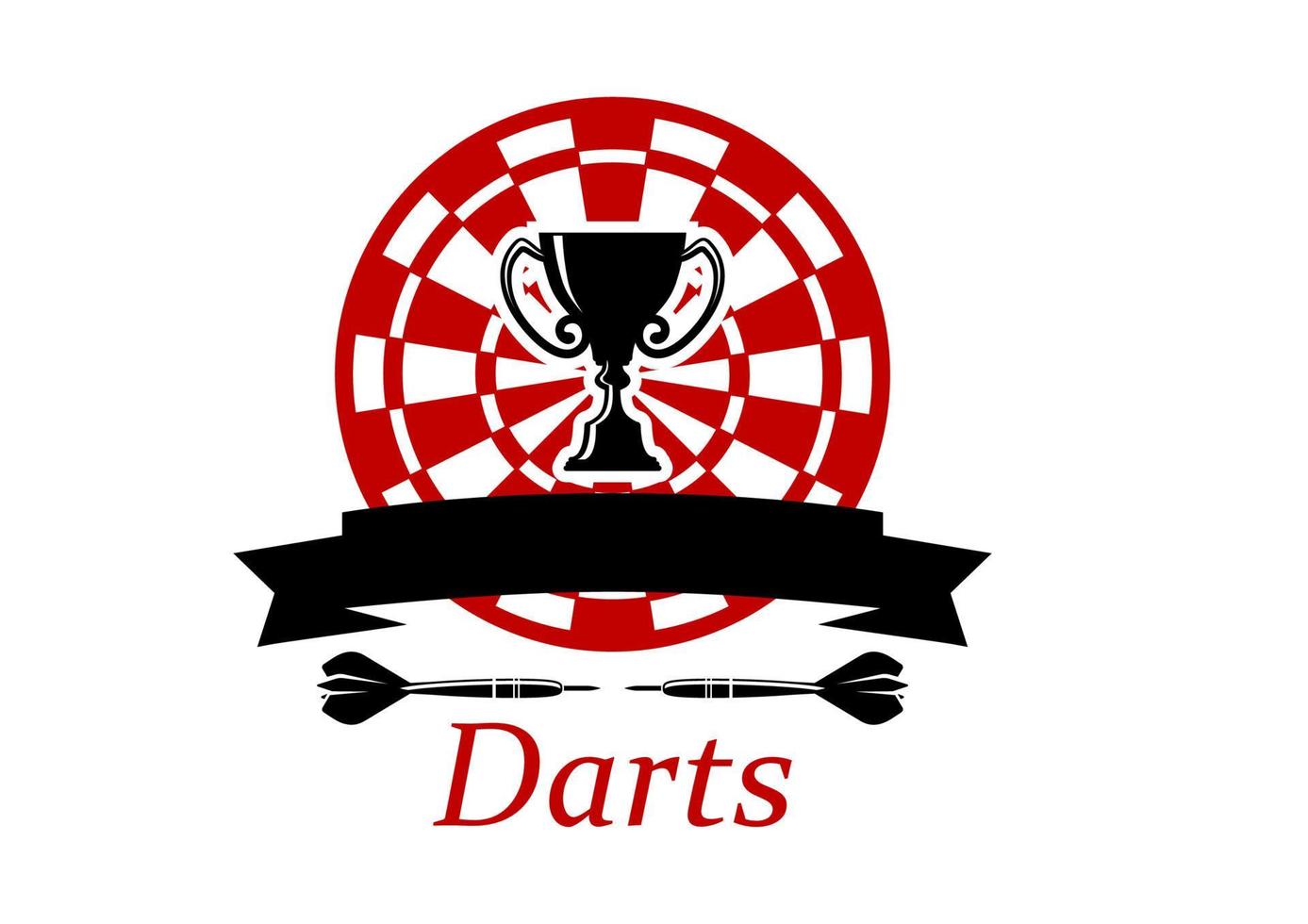 emblema de dardos con copa de trofeo vector