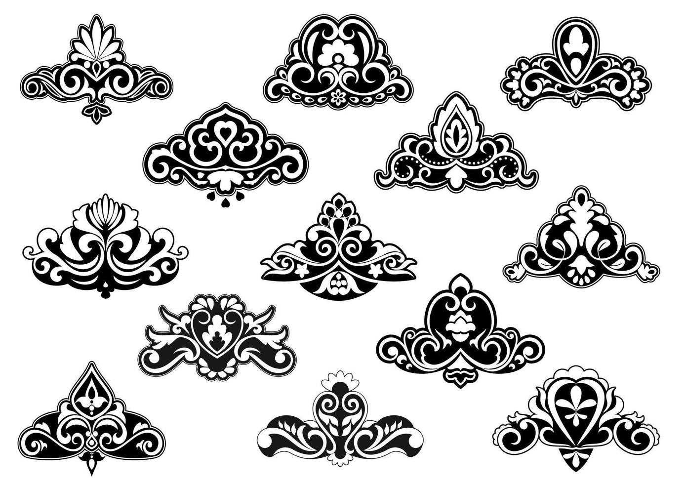 Decorative floral design elements and motifs vector