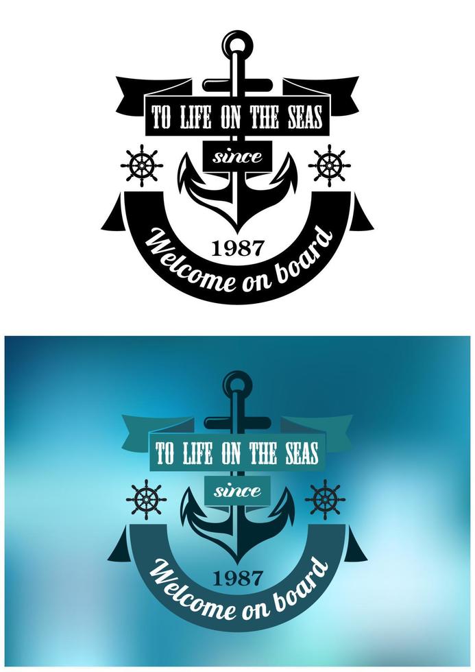 Marine heraldic label vector