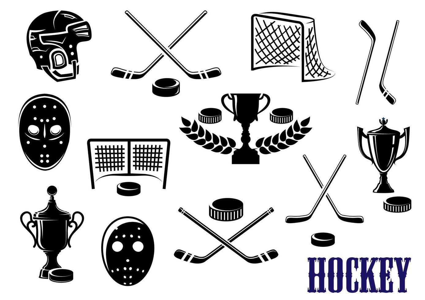 iconos de hockey sobre hielo con subtítulos hockey vector