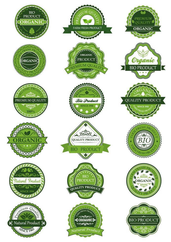 Organic or natural product labels and banners set vector