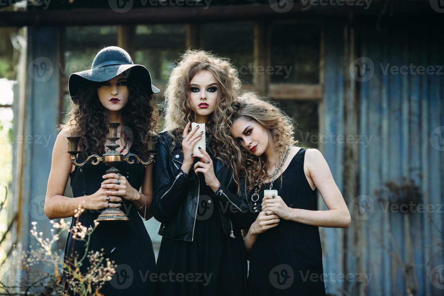 three vintage women as witches photo