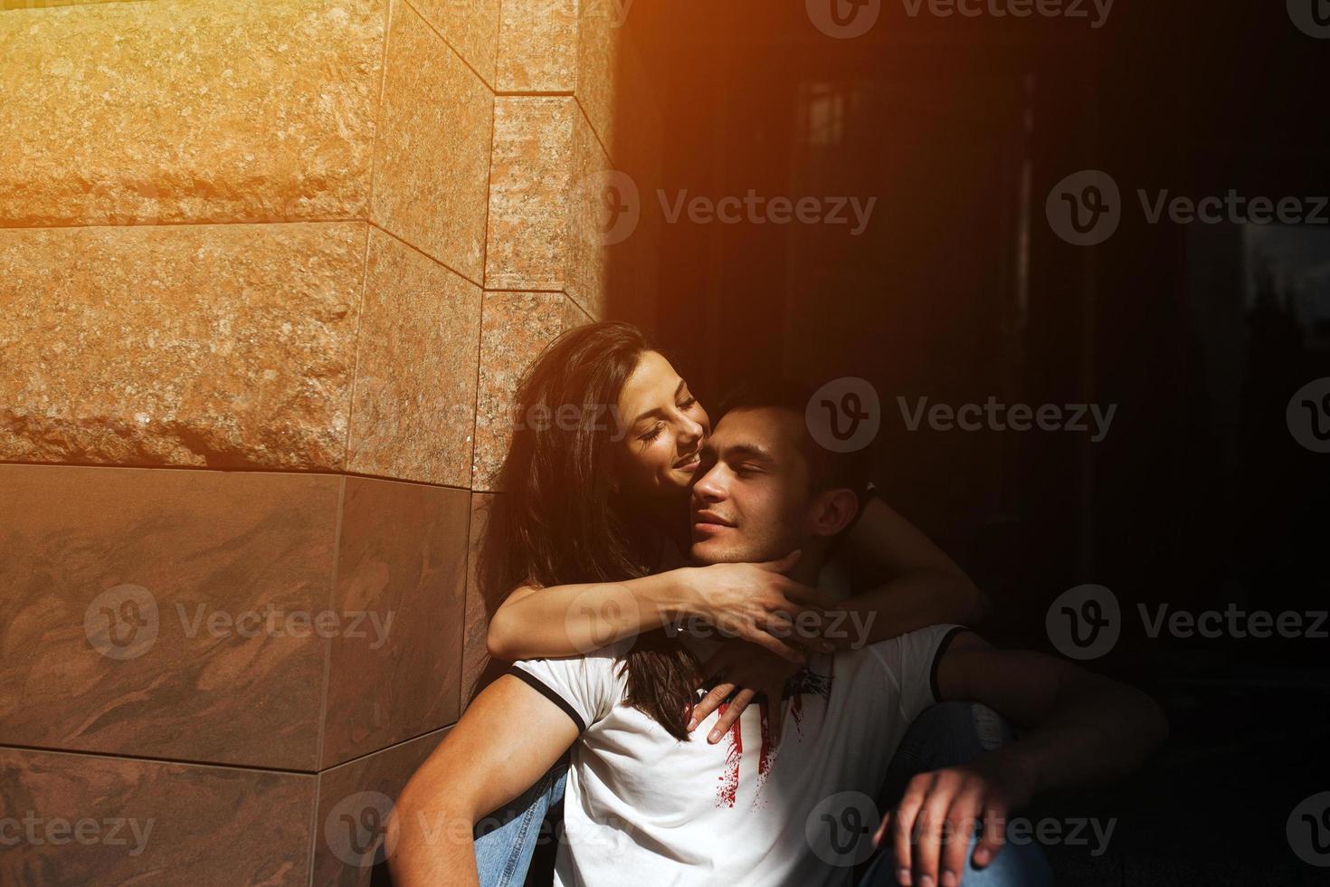 Couple have fun in the city photo