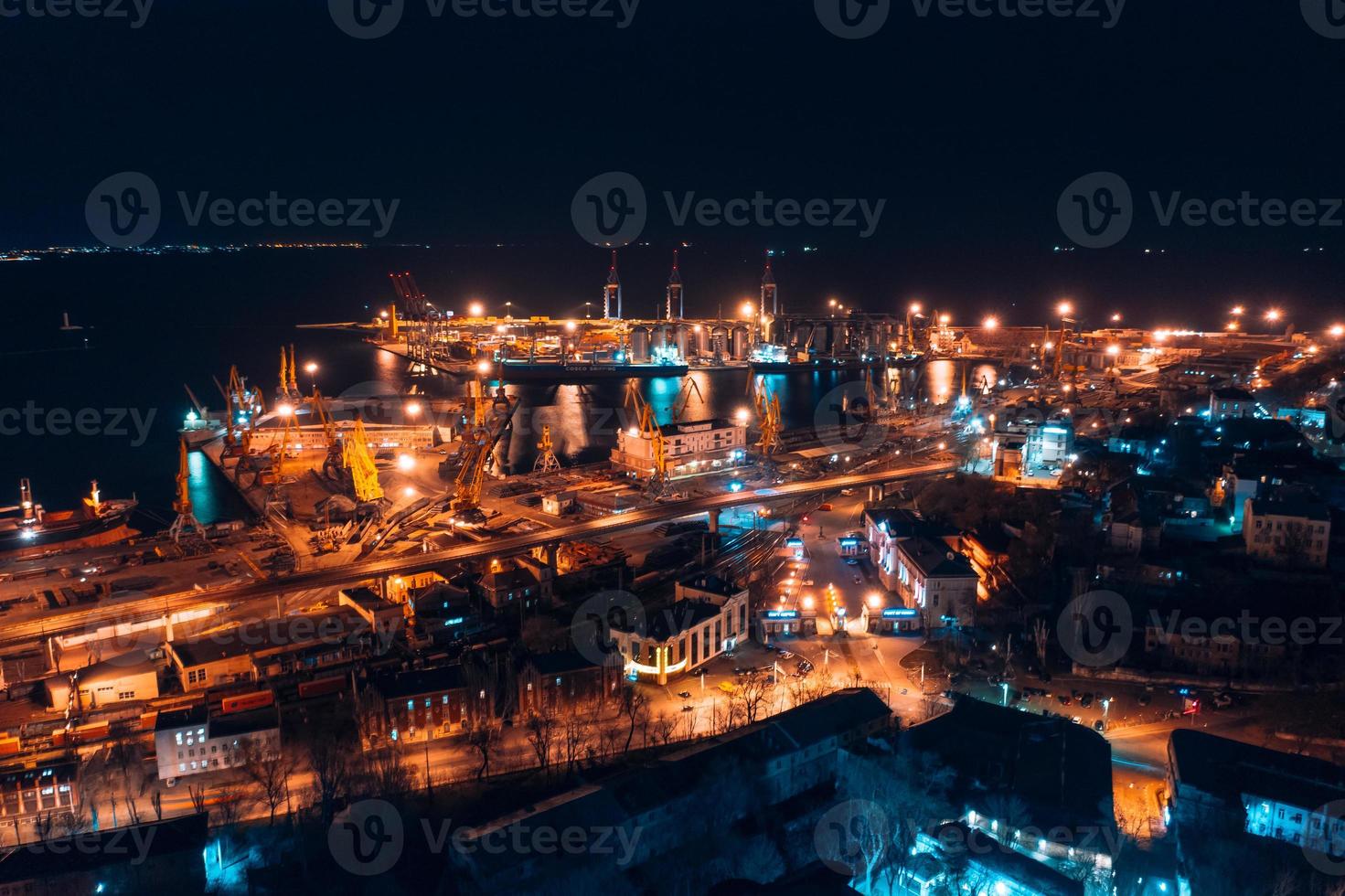 Aerial view of the sea cargo port and container terminal photo
