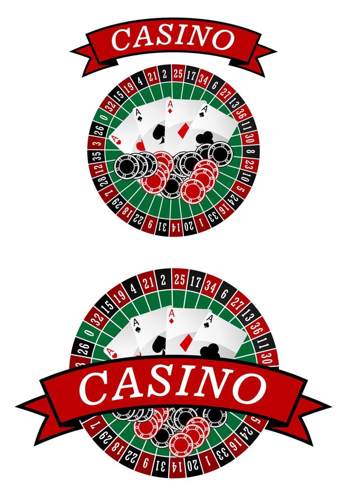 ruleta de casino con elementos de juego vector