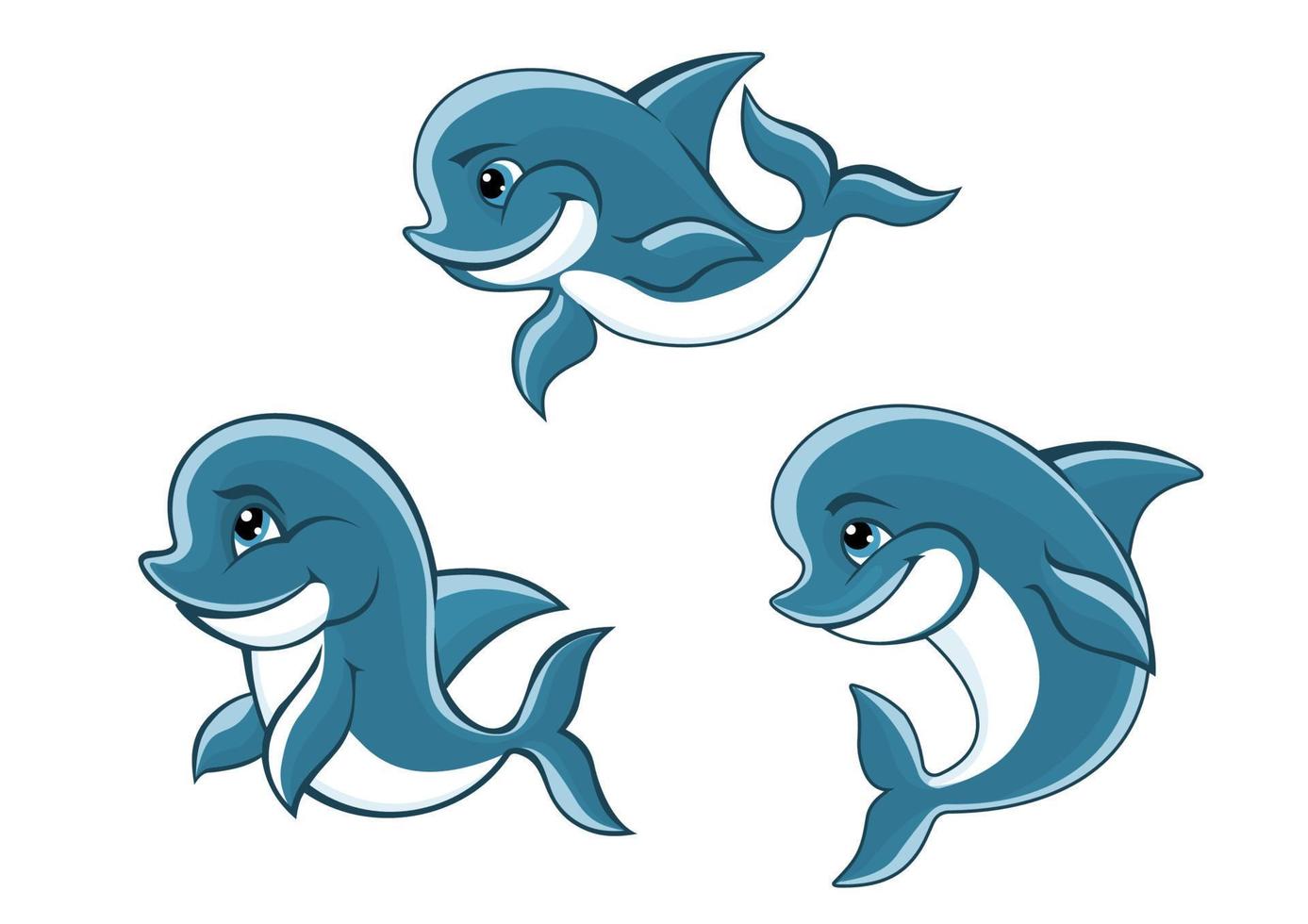 Cartoon little blue dolphins vector