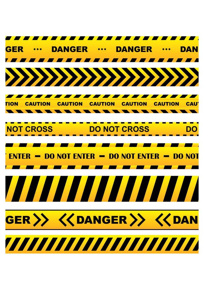 Yellow warning tapes set vector